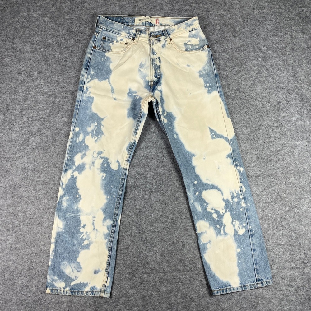 VTG Levis 505 Jeans Mens 32x29 (Fits 30x28) Blue Custom Bleach Wash Straight